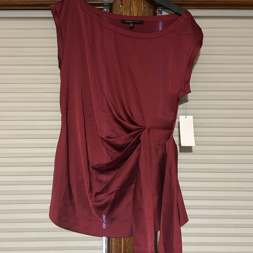 Cynthia Steffe Burgundy Drape Blouse